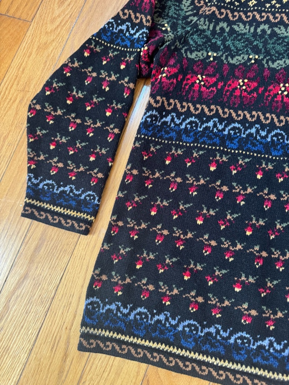 Appleseeds Women‎ Sweater Cardigan 1X Front Button Multi Print Cottage Grandma - Picture 4 of 11